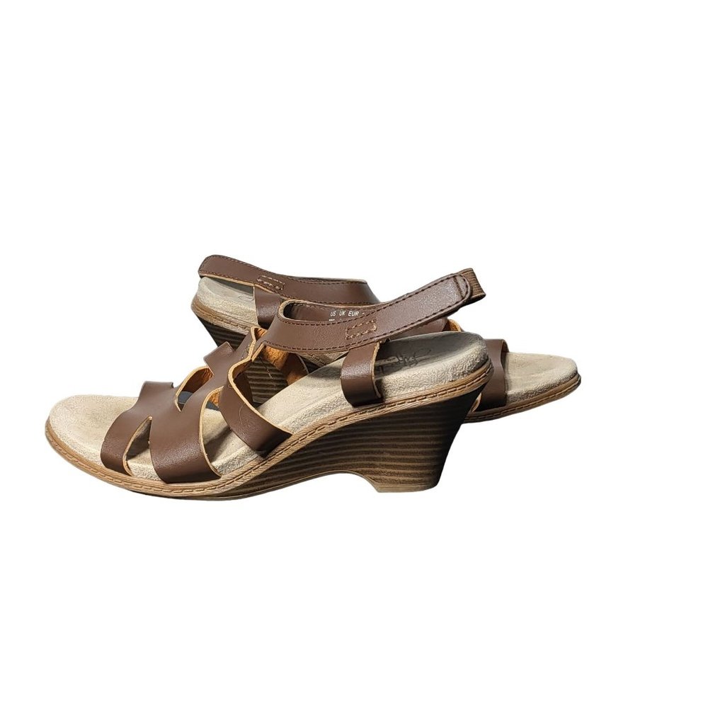 Life Stride Womens Persephone Brown Wedge Heel Sandals 7